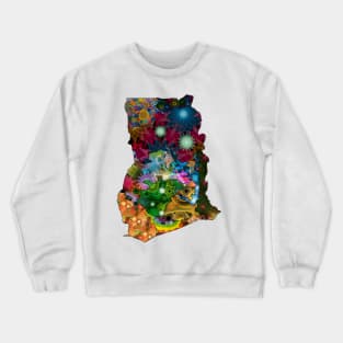 Spirograph Patterned Ghana Regions Map Crewneck Sweatshirt